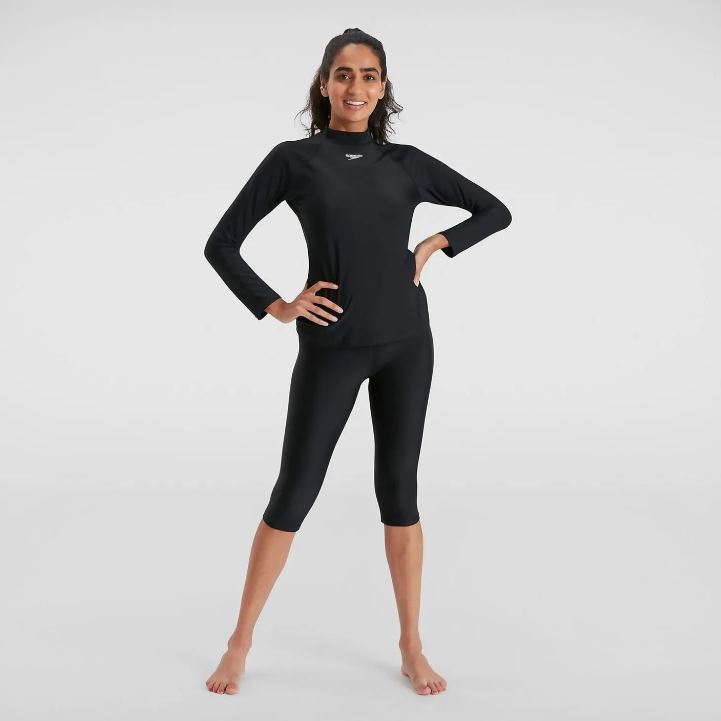 Women's Long Sleeved Sun Protection Top Black/White