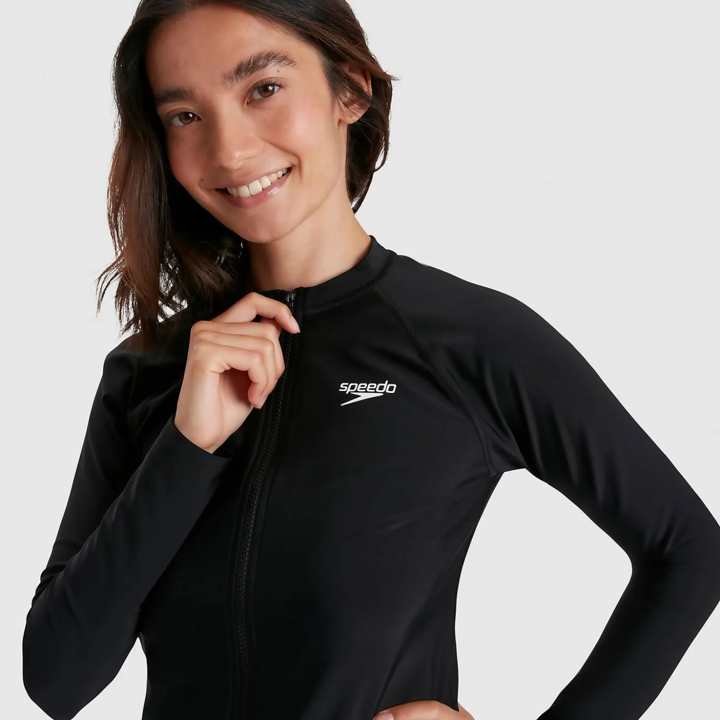 Women's Long Sleeved Zip Sun Protection Top Black