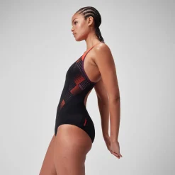 Women's Placement Laneback Swimsuit Black/Red