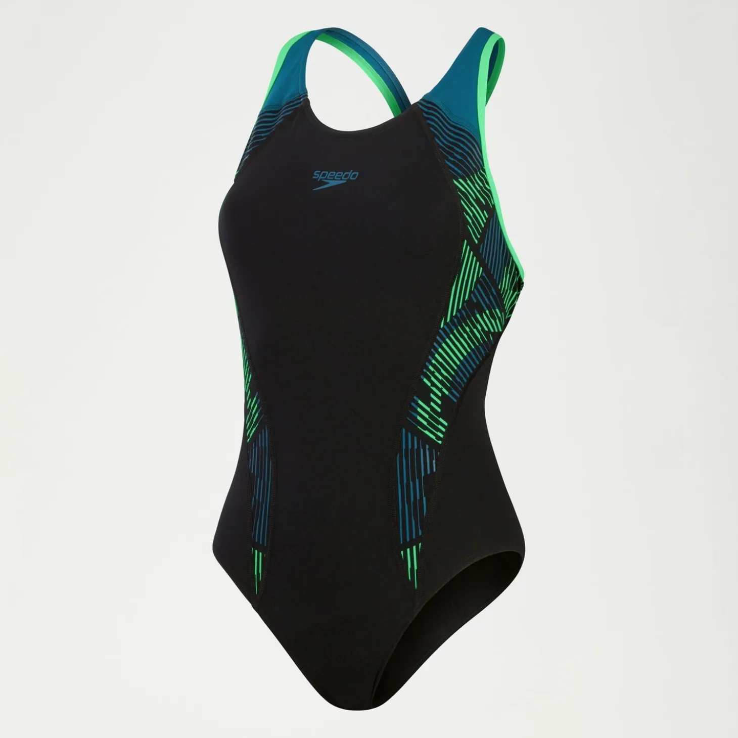 Women's Placement Laneback Swimsuit Black/Teal