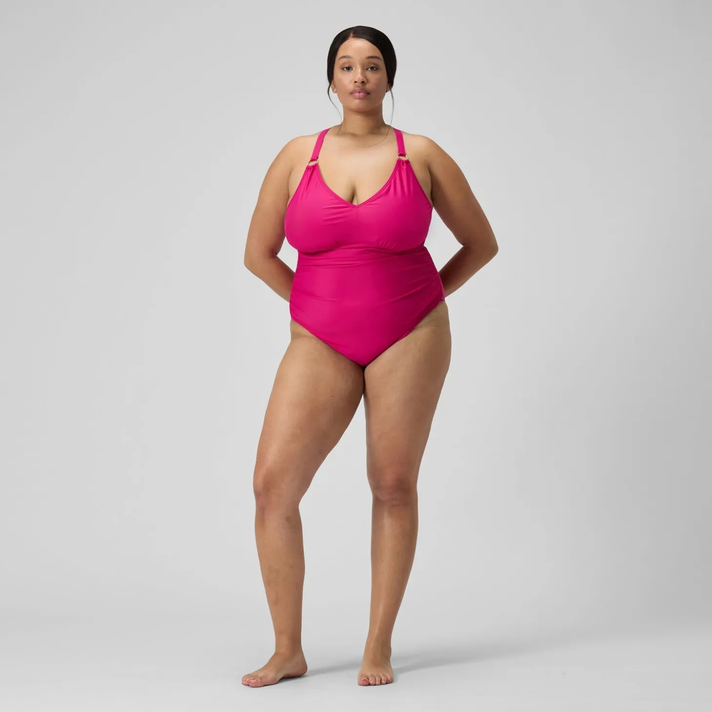 Women's Plus Size Shaping V Neck Swimsuit Purple