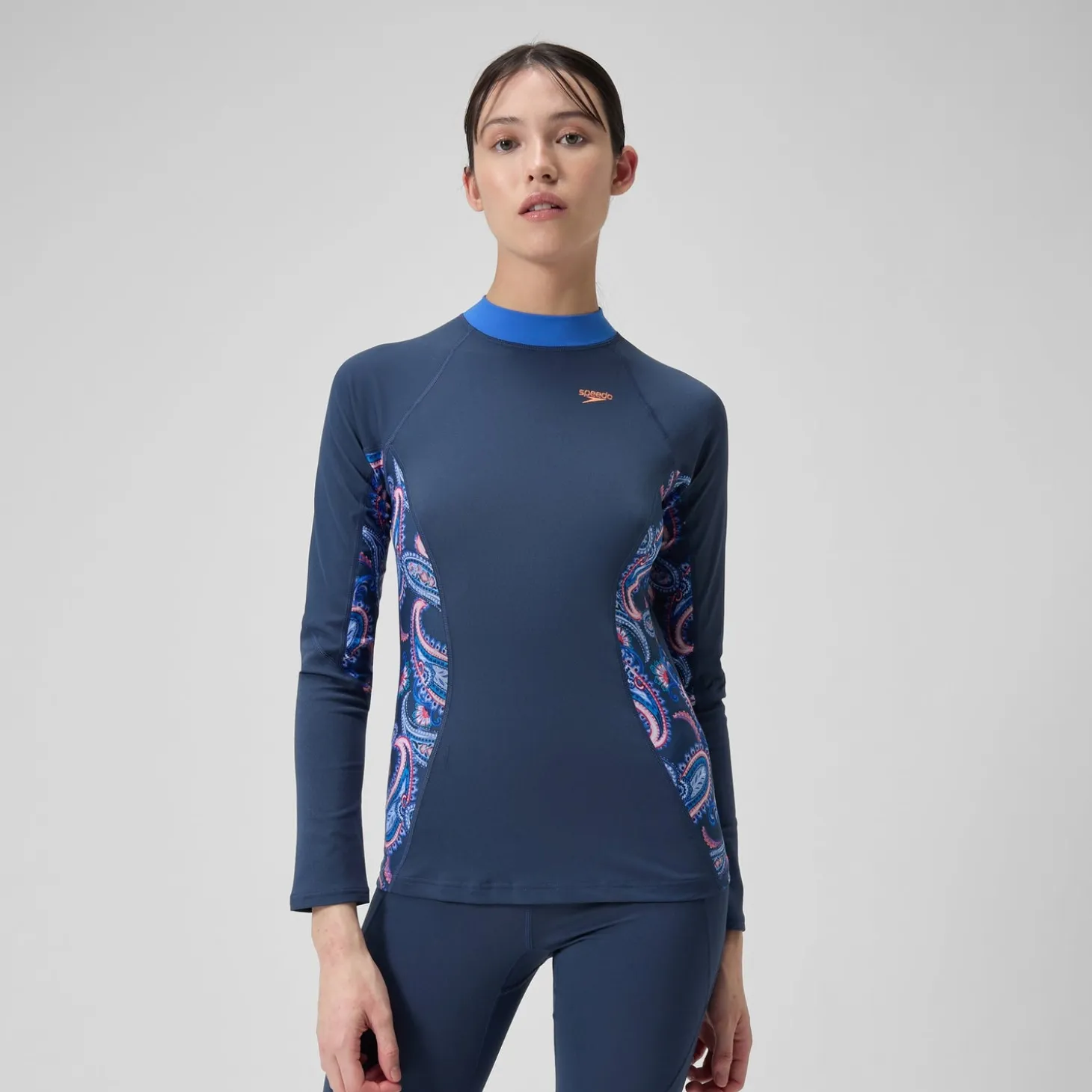 Women's Printed Long Sleeve Rash Top Navy