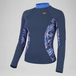 Women's Printed Long Sleeve Rash Top Navy
