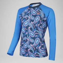 Women's Printed Long Sleeve Swim Tee Navy/Blue