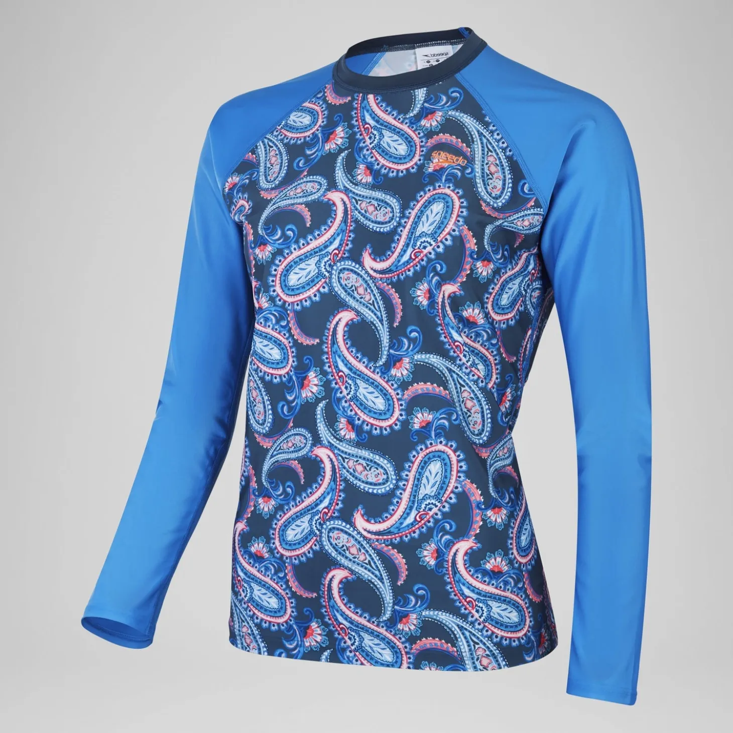 Women's Printed Long Sleeve Swim Tee Navy/Blue