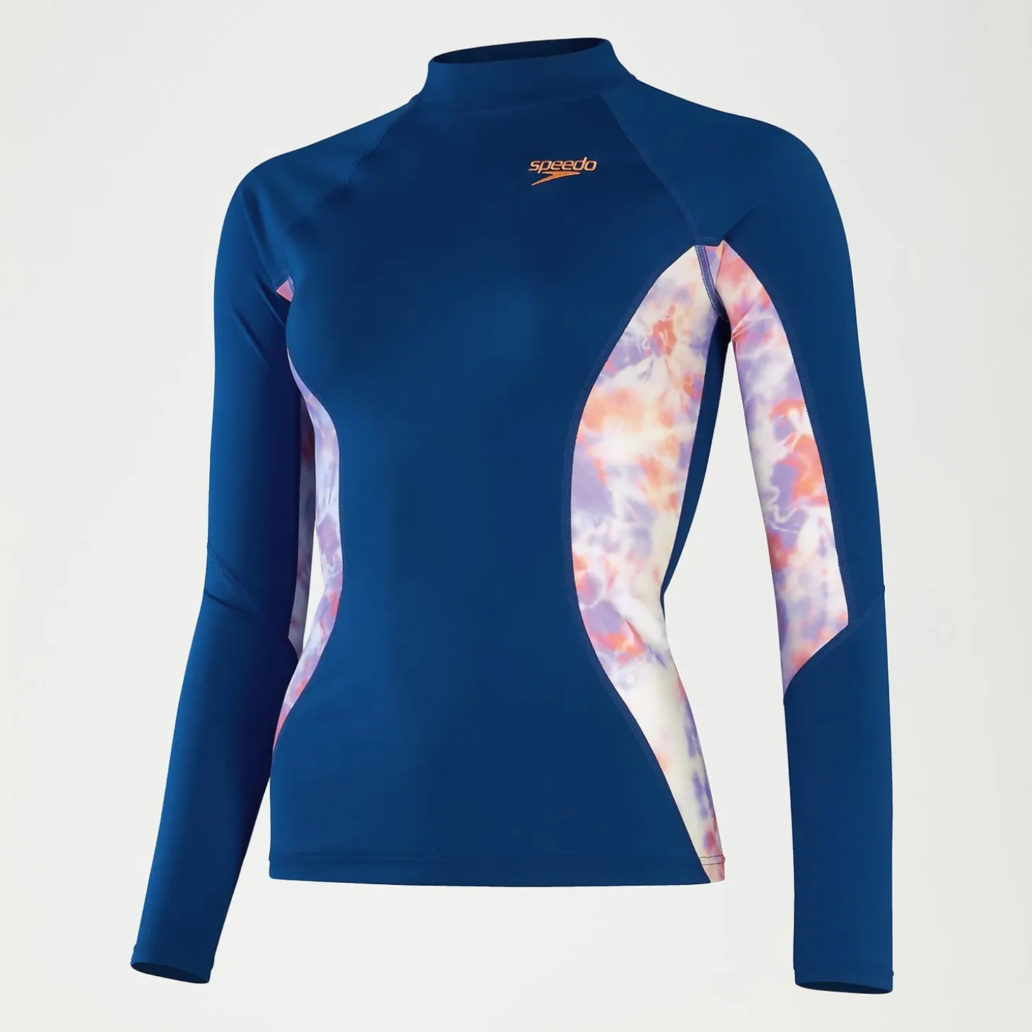 Women's Printed Long Sleeve Rash Top Blue/Coral