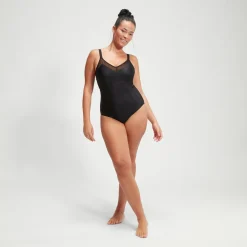 Women's Shaping Mesh Detail Swimsuit Black