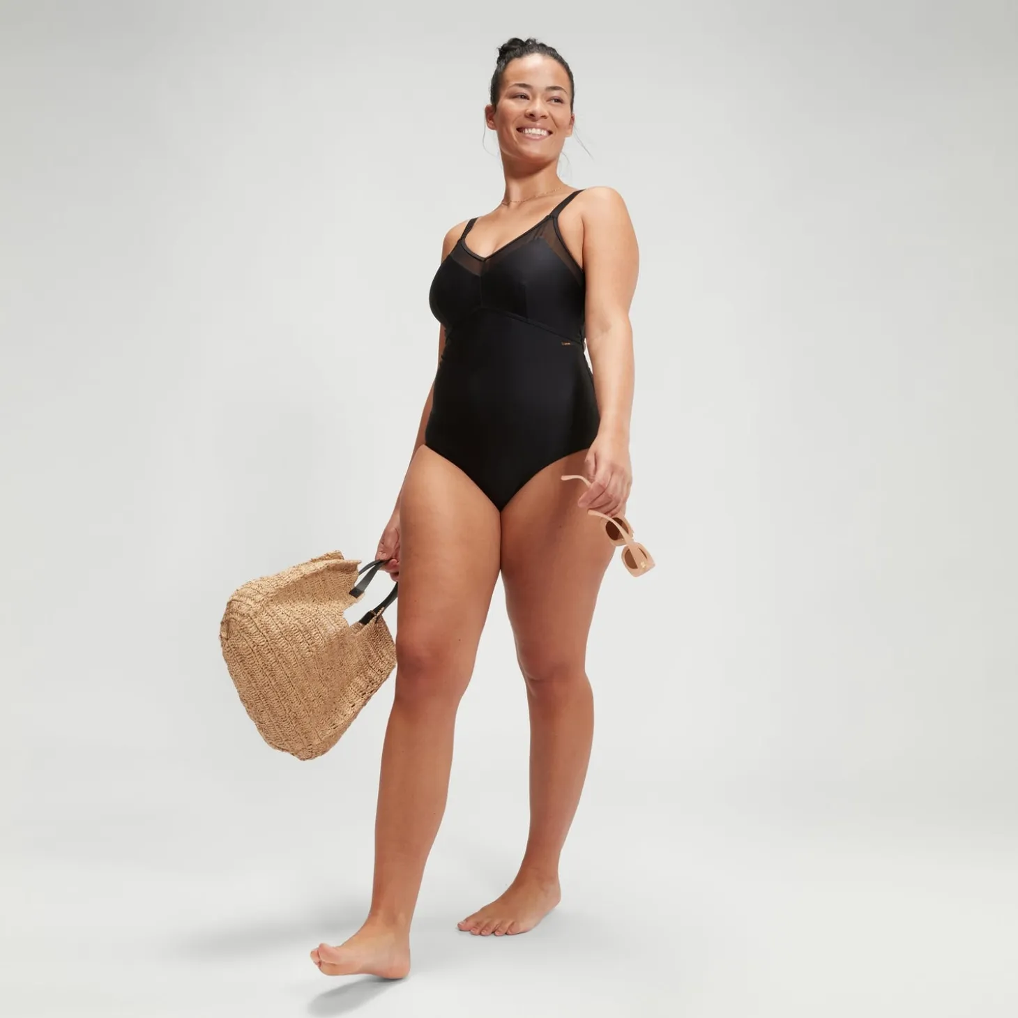 Women's Shaping Mesh Detail Swimsuit Black