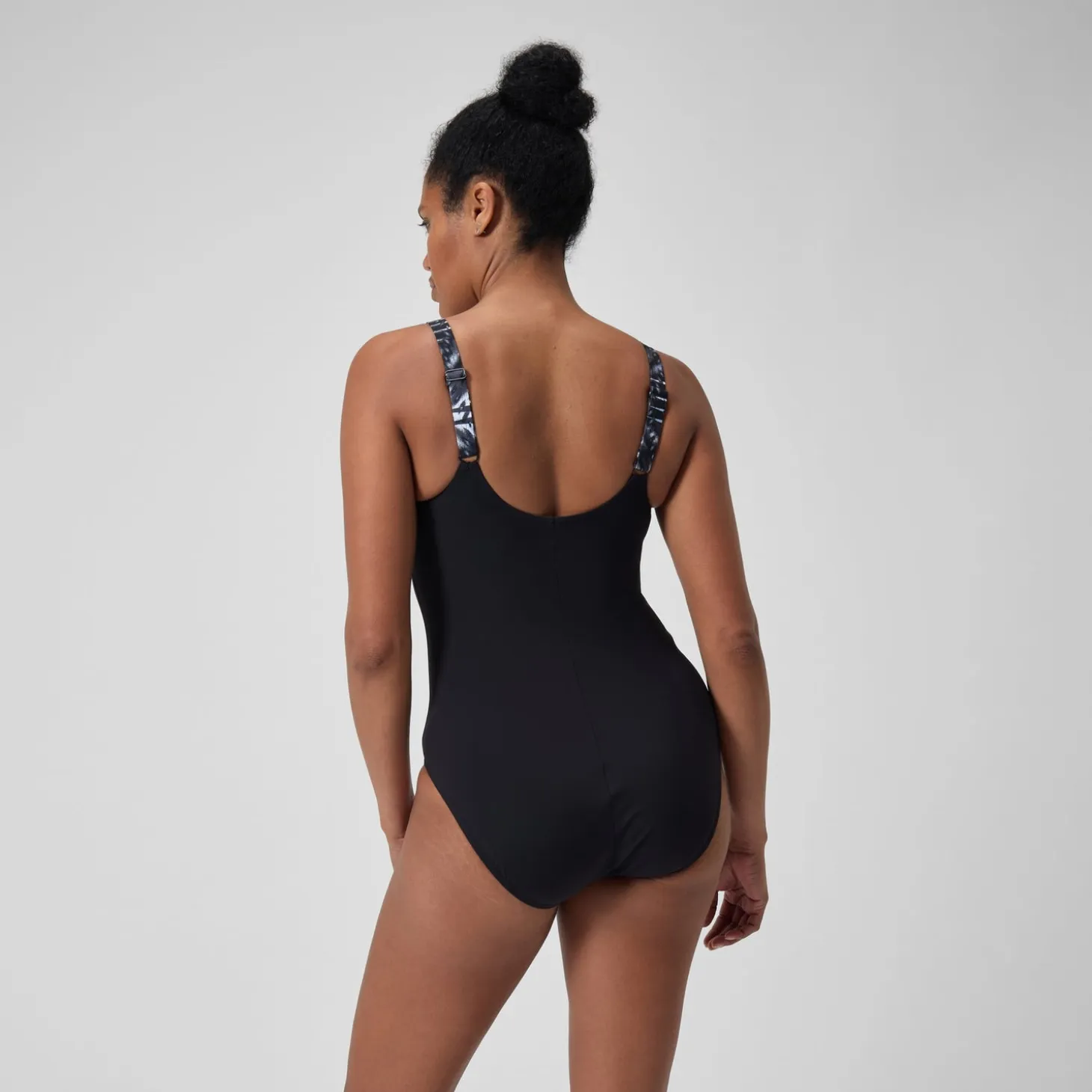 Women's Shaping Printed Splice Swimsuit Black/Grey