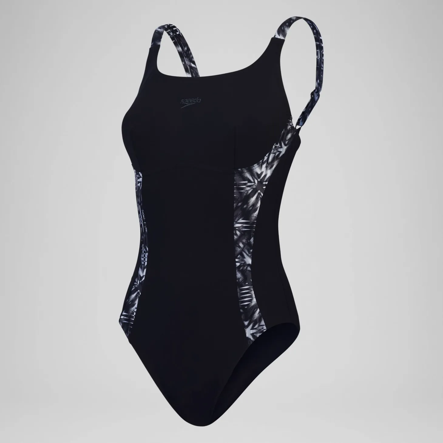 Women's Shaping Printed Splice Swimsuit Black/Grey