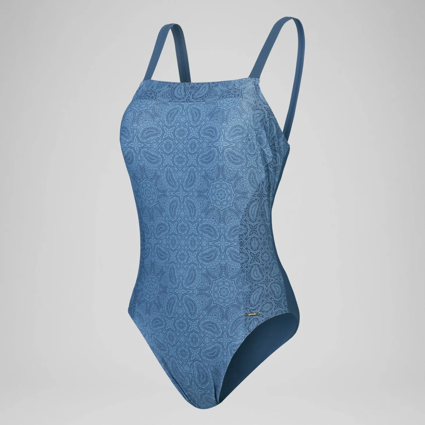 Women's Shaping Printed Square Neck Swimsuit Navy/Blue