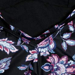 Women's Shaping Printed Strappy Swimsuit Black/Purple