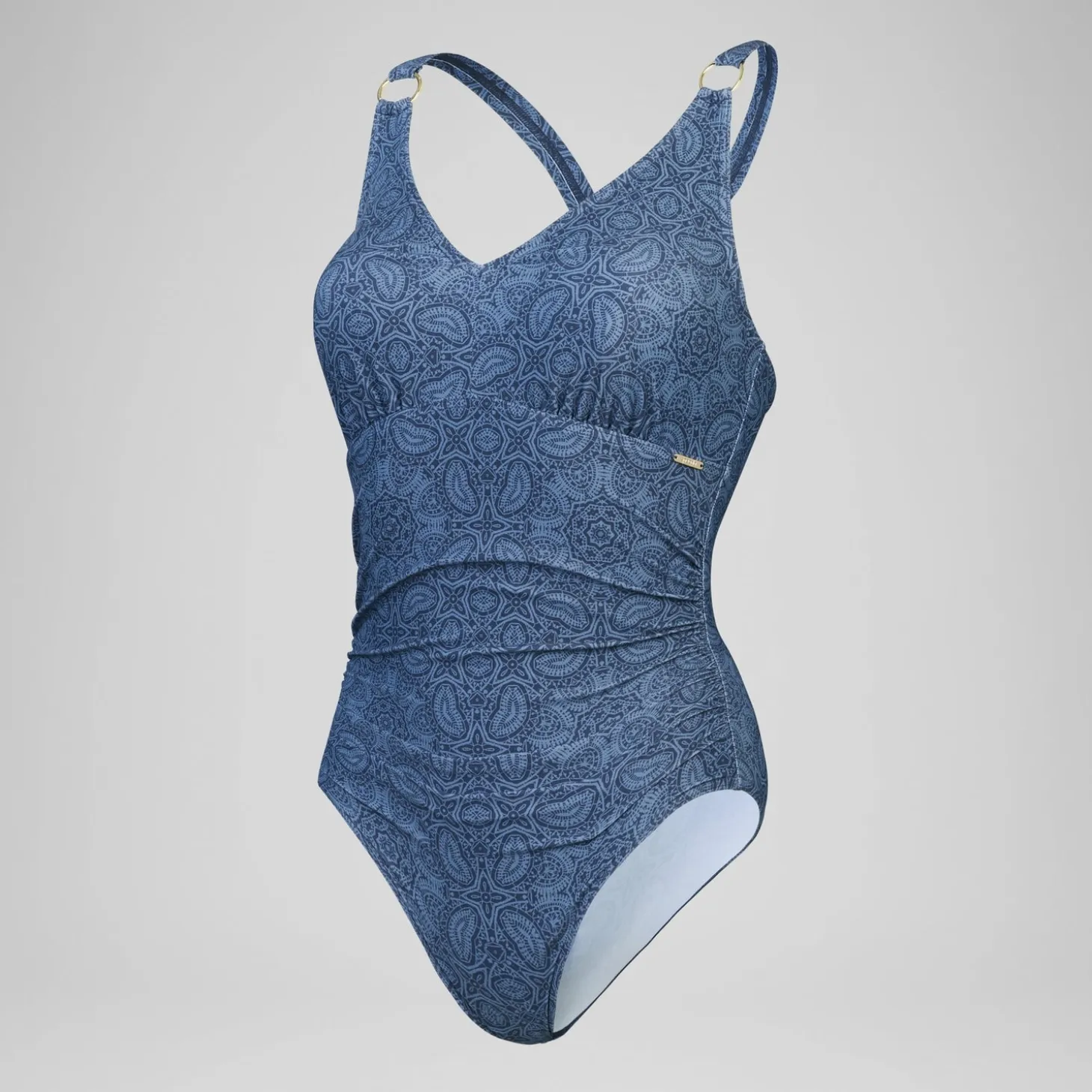 Women's Shaping Printed V Neck Swimsuit Navy/Blue