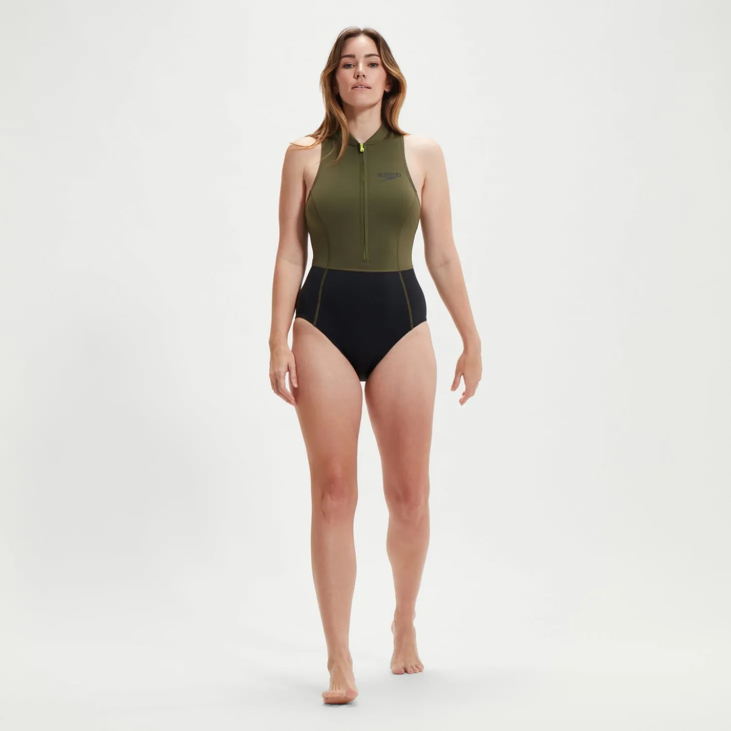 Women's Sleeveless Thermal Swimsuit Black/Green