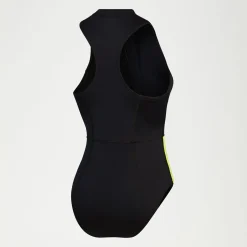 Women's Sleeveless Thermal Swimsuit Black/Yellow