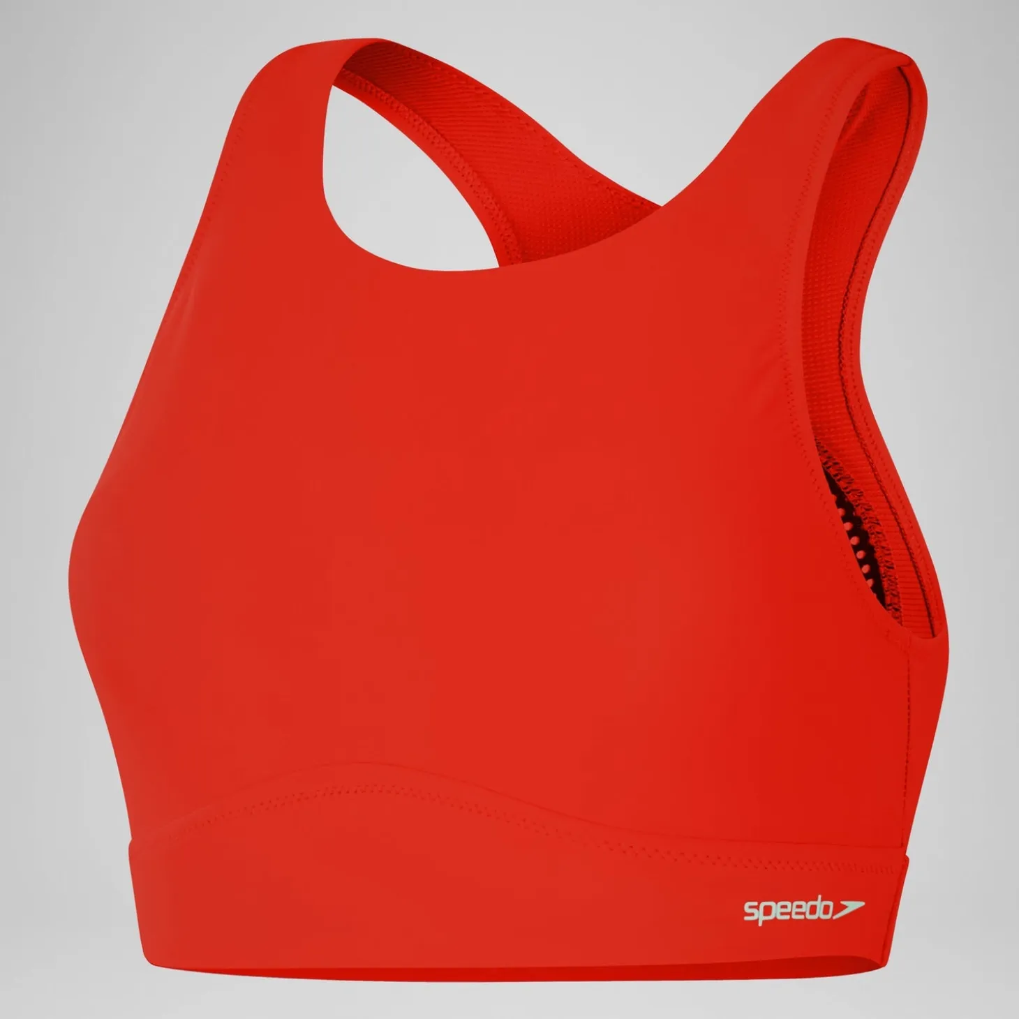Women's Solid Bikini Top with Mesh Red