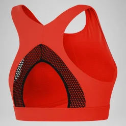 Women's Solid Bikini Top with Mesh Red