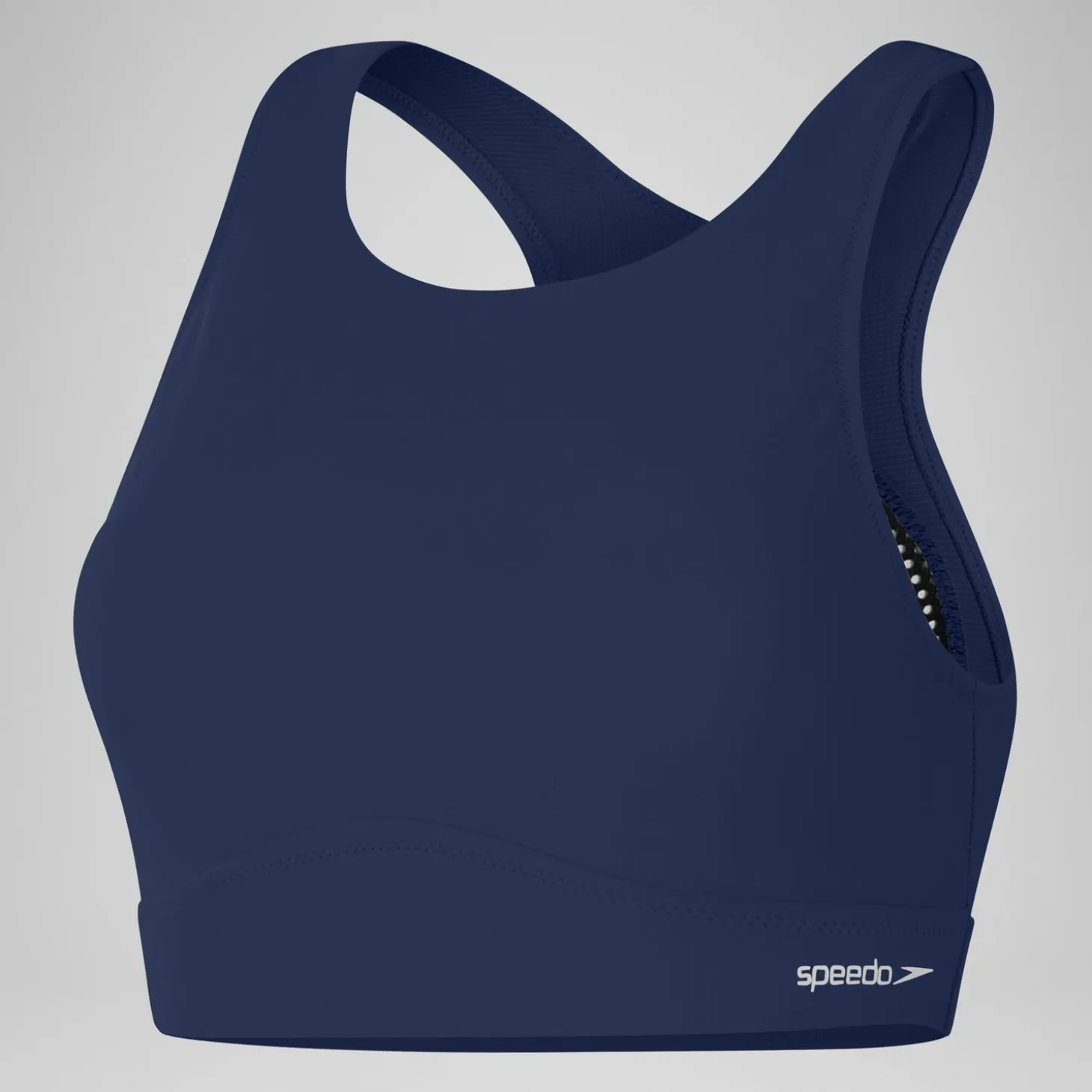 Women's Solid Bikini Top with Mesh Blue