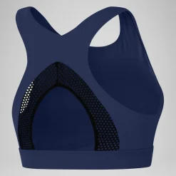 Women's Solid Bikini Top with Mesh Blue