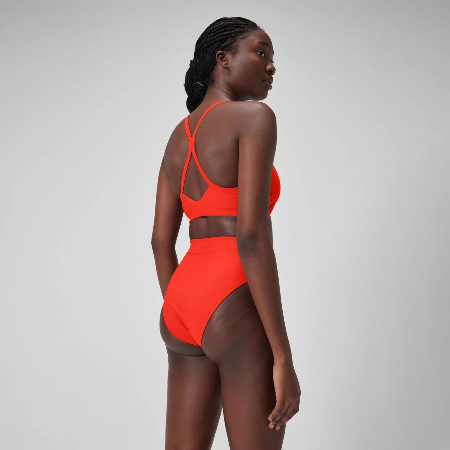 Women's Solid Hi Waist Bottom Red