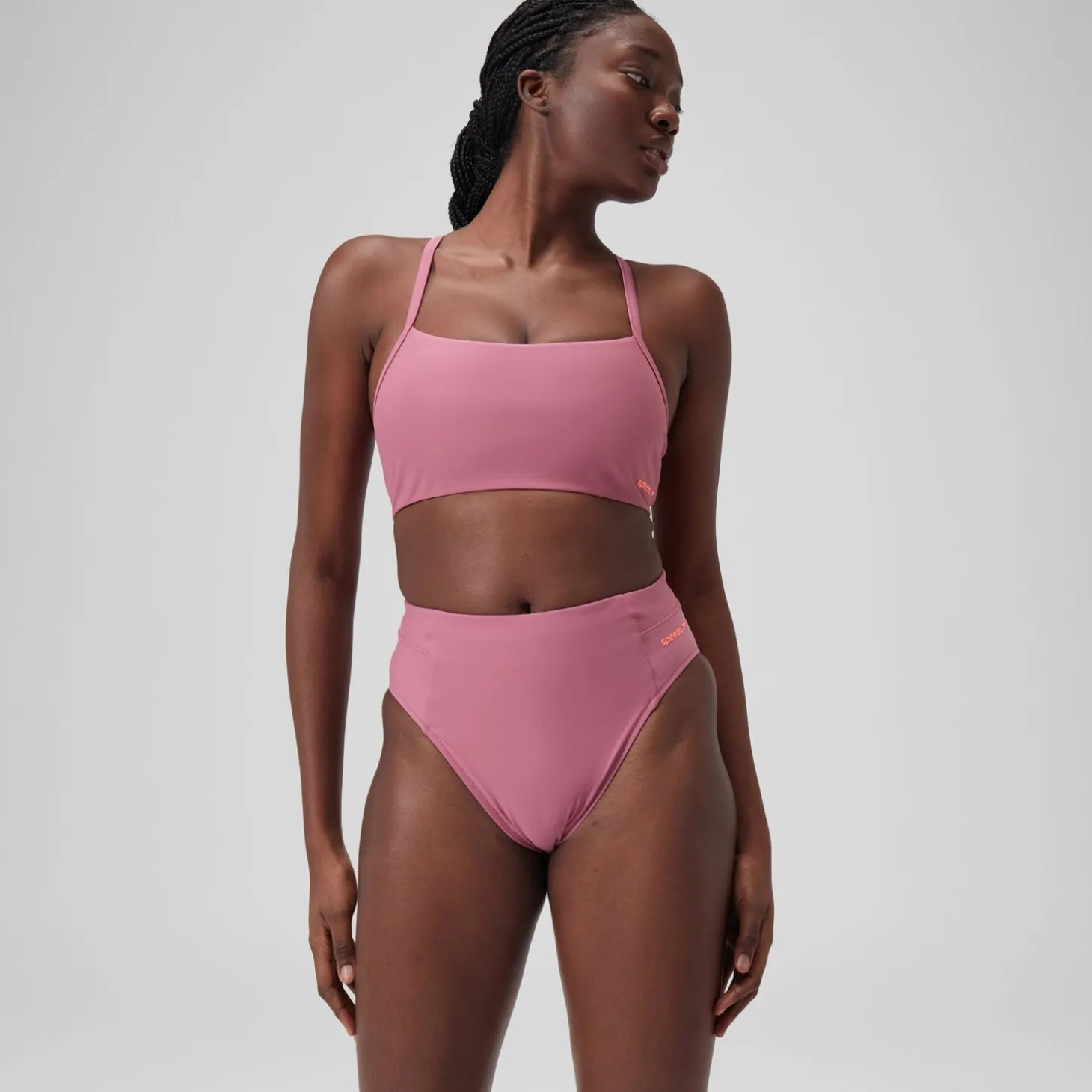 Women's Solid High Waisted Bikini Bottom Pink