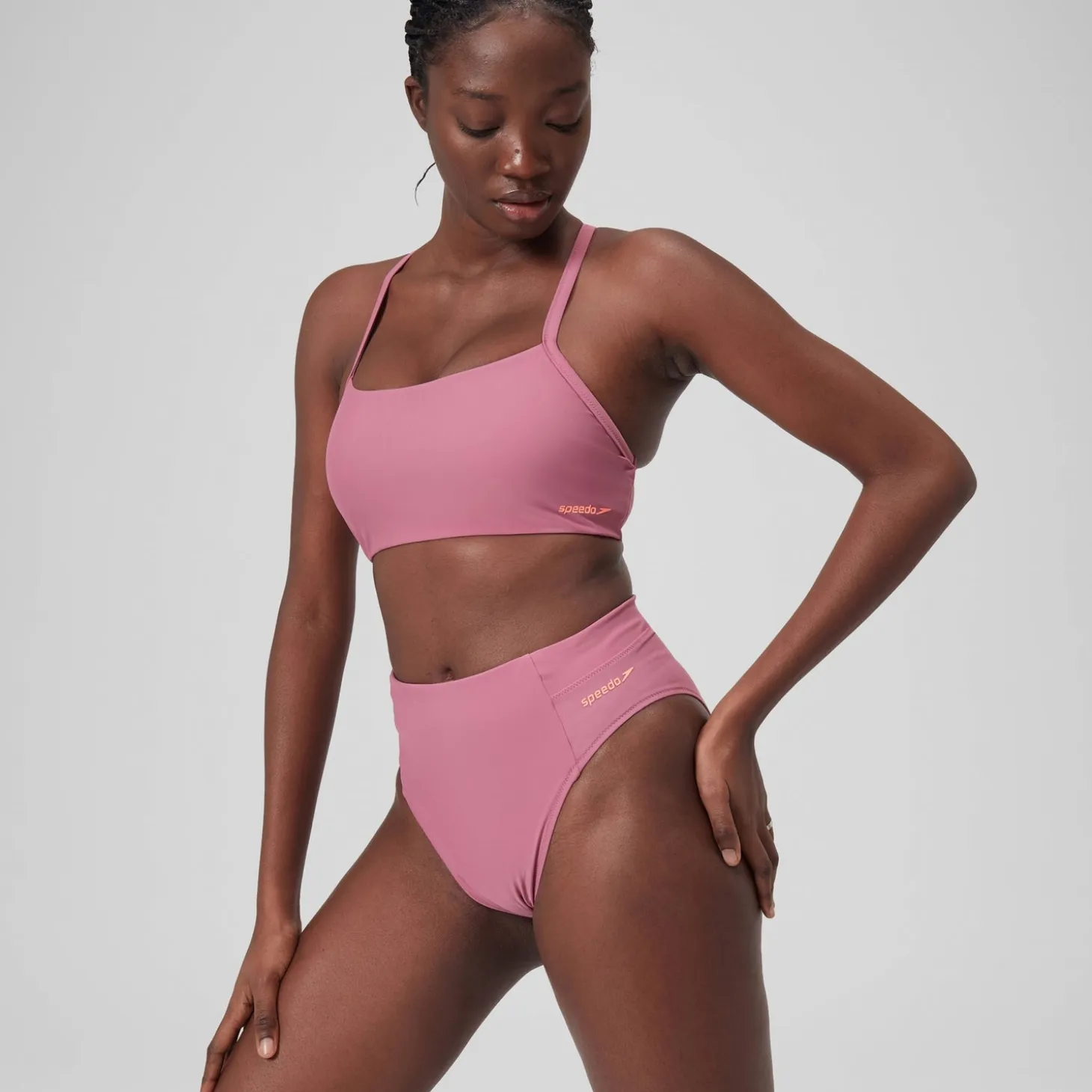 Women's Solid High Waisted Bikini Bottom Pink