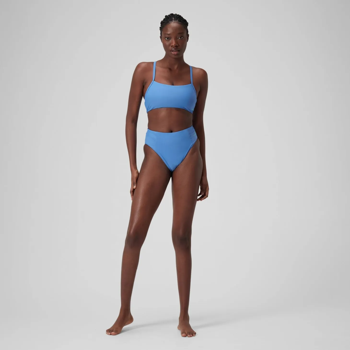 Women's Solid High Waisted Bikini Bottom Blue