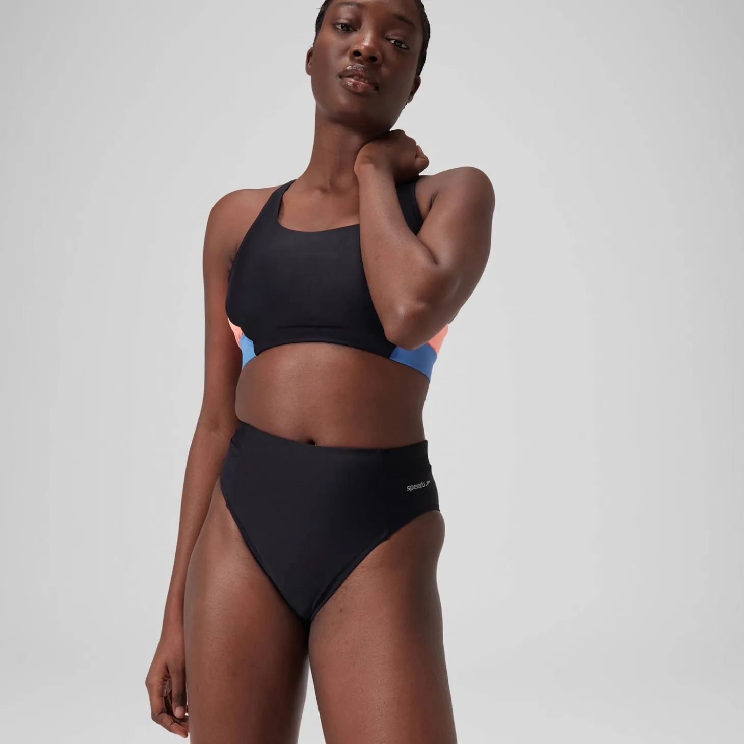 Women's Solid High Waisted Bikini Bottom Dark Grey