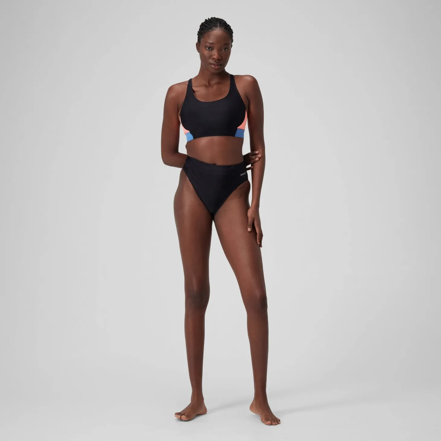 Women's Solid High Waisted Bikini Bottom Dark Grey