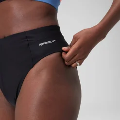 Women's Solid High Waisted Bikini Bottom Dark Grey