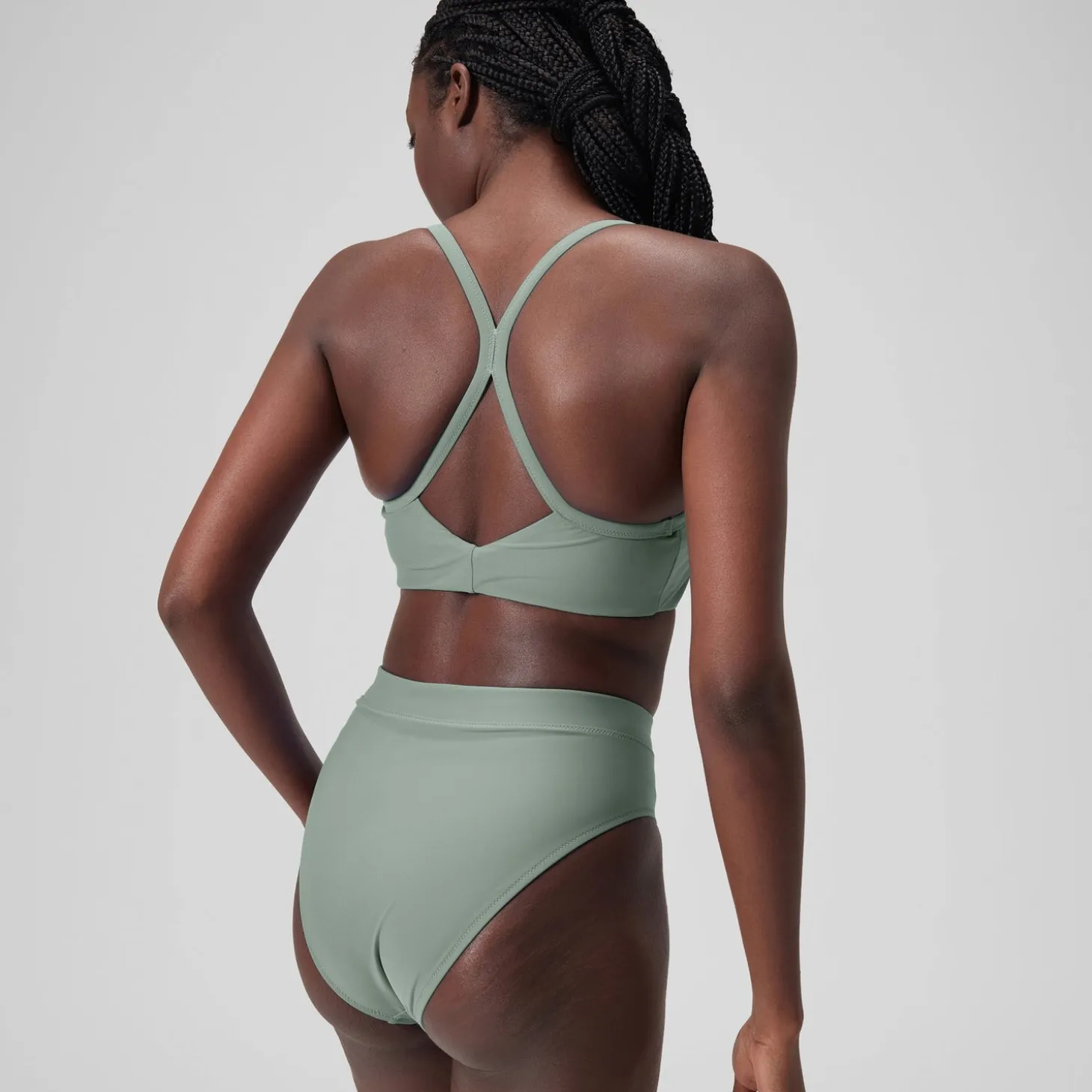 Women's Solid High Waisted Bikini Bottom Green