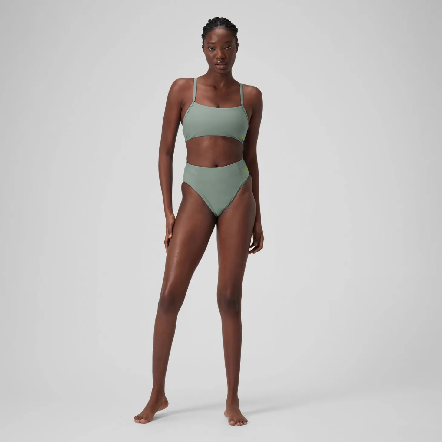 Women's Solid High Waisted Bikini Bottom Green