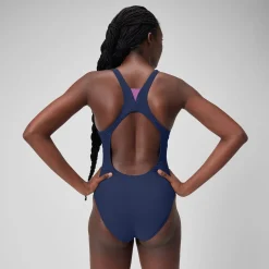 Women's Solid Highneck Swimsuit Blue