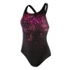 Women's Speckleflow Placement Racerback Swimsuit Black/Red