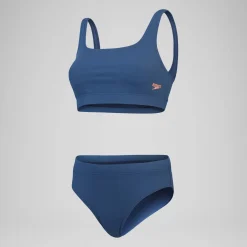 Women's Textured Deep U Back Bikini Navy