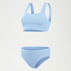 Women's Textured Deep U-Back Bikini Blue